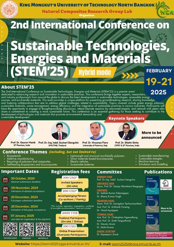 The 2nd International Conference on Sustainable Technologies, Energies and Materials (2nd# STEM 2025)