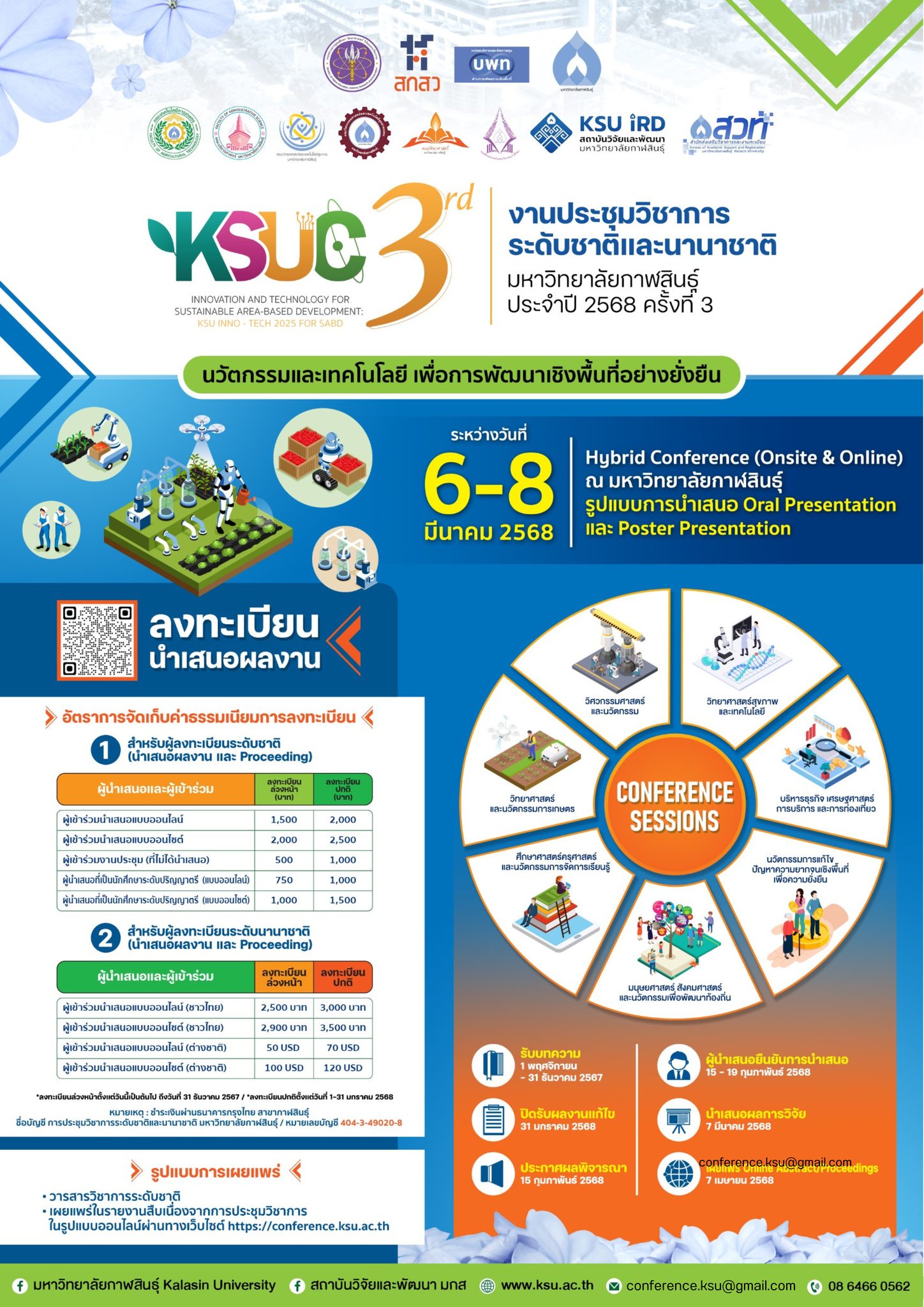 งานประชุมวิชาการระดับชาติและนานาชาติ มหาวิทยาลัยกาฬสินธุ์ ประจำปี 2568 ครั้งที่ 3