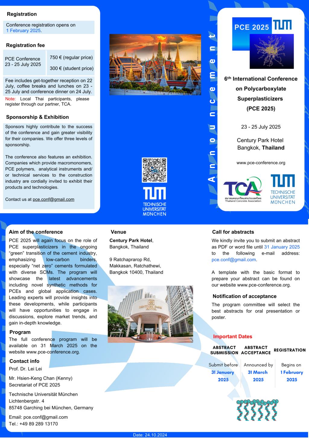 The 6th International Conference on Polycarboxylate Superplasticizers (6th# PCE 2025)