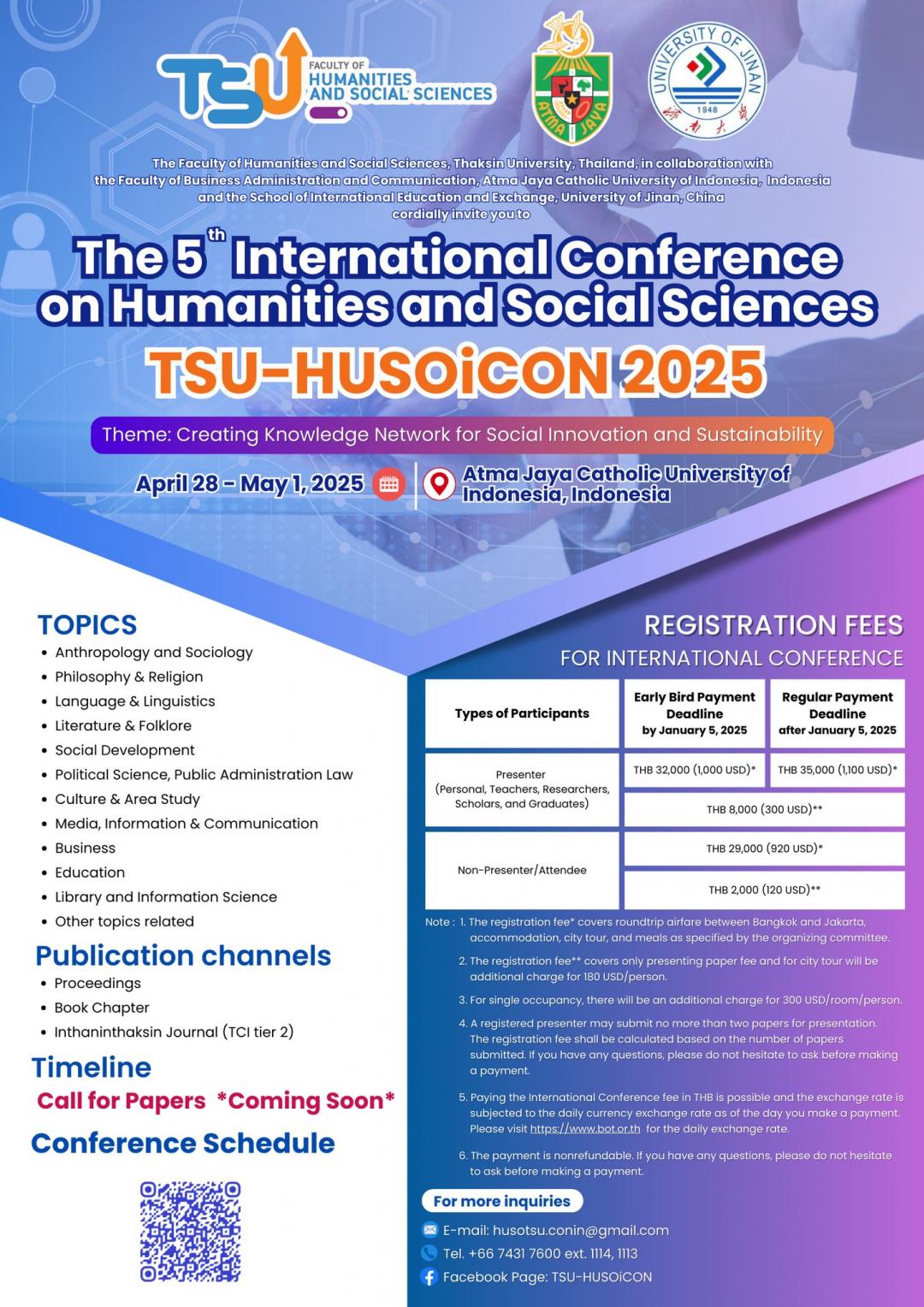 The 5th International Conference on Humanities and Social Sciences (5th# TSU-HUSOiCON 2025)
