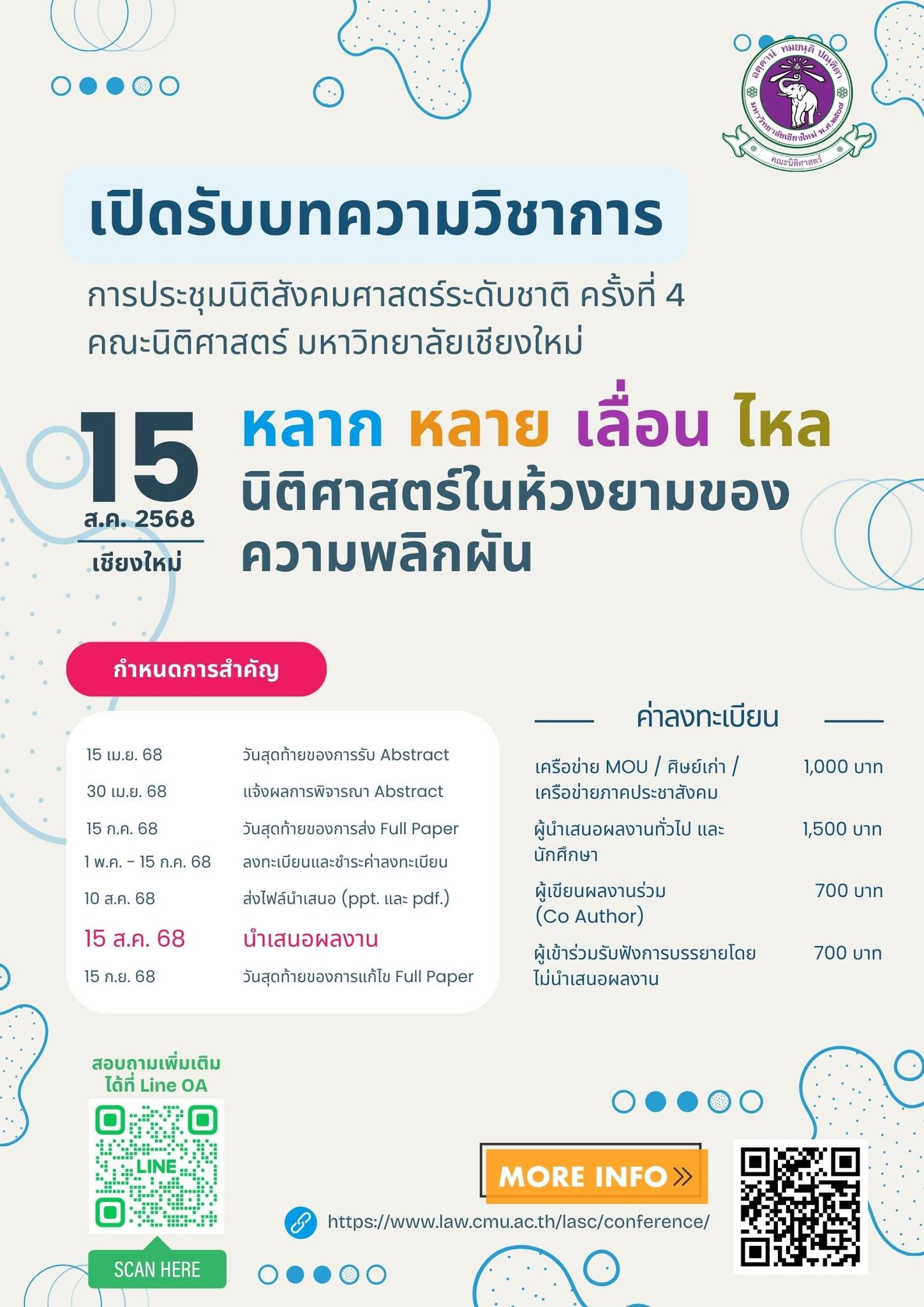 การประชุมวิชาการนิติสังคมศาสตร์ระดับชาติ ครั้งที่ 4 คณะนิติศาสตร์ มหาวิทยาลัยเชียงใหม่