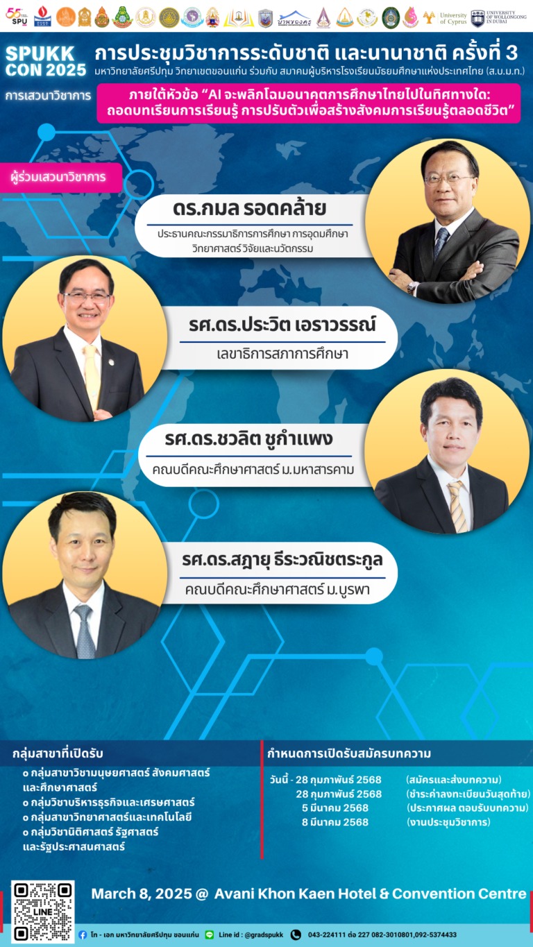 การประชุมวิชาการระดับชาติและนานาชาติ ครั้งที่ 3 มหาวิทยาลัยศรีปทุม วิทยาเขตขอนแก่น (SPUKK CON 2025)