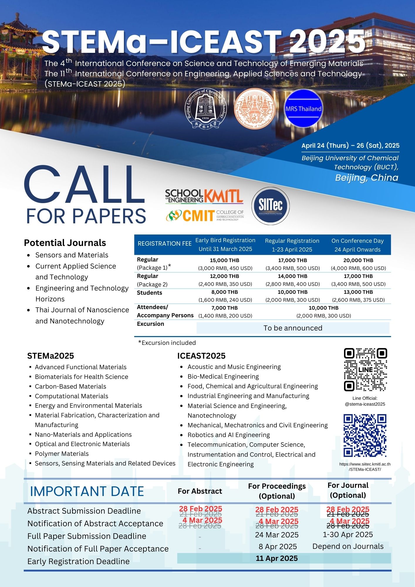 The 4th International Conference on Science and Technology of Emerging Materials & The 11th International Conference on Engineering, Applied Sciences and Technology 2025 (STEMa-ICEAST 2025)