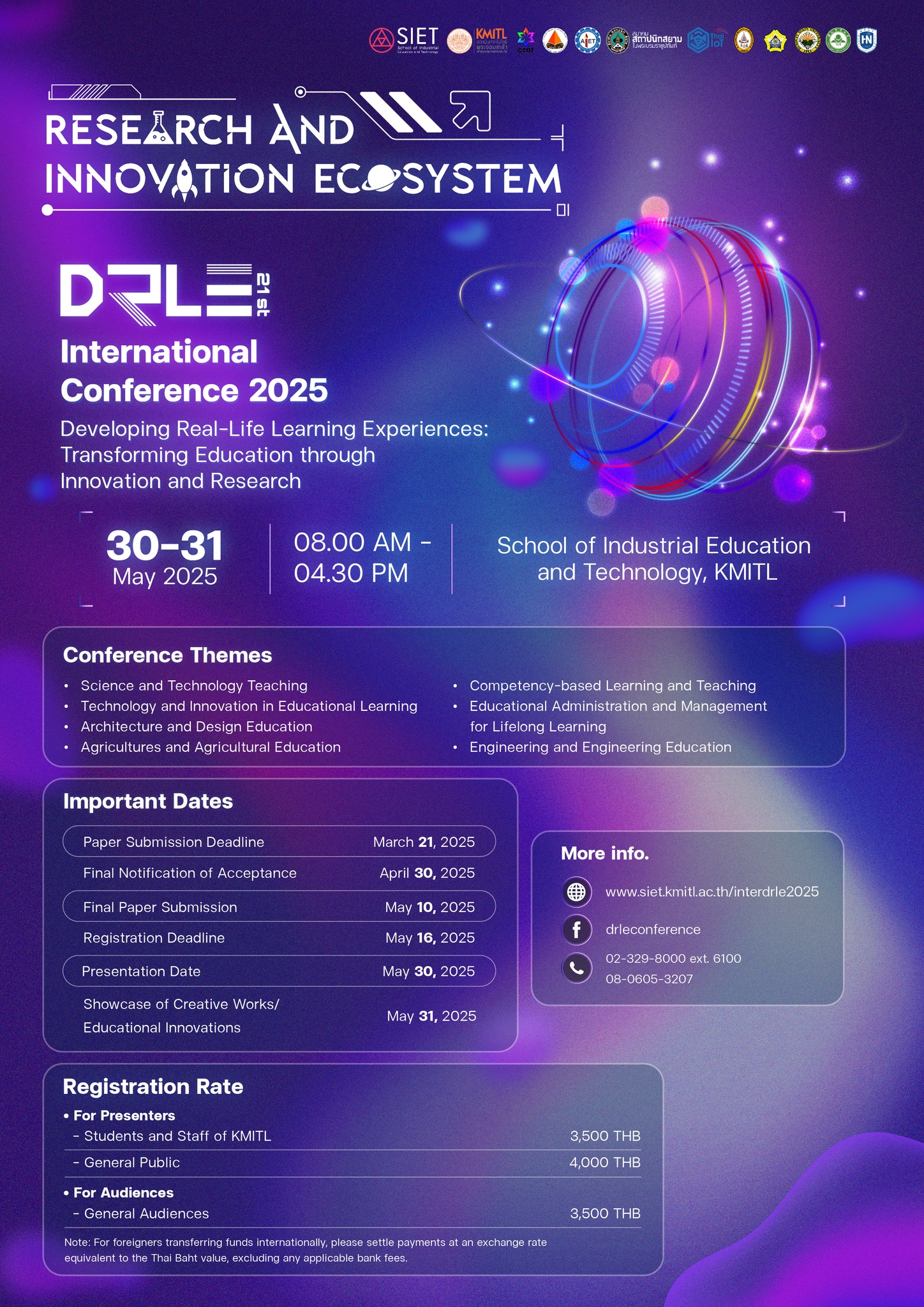 The 21st International Conference under the theme “Research and Innovation Ecosystem” and the topic “Developing Real-Life Learning Experiences: Transforming Education through Innovation and Research”