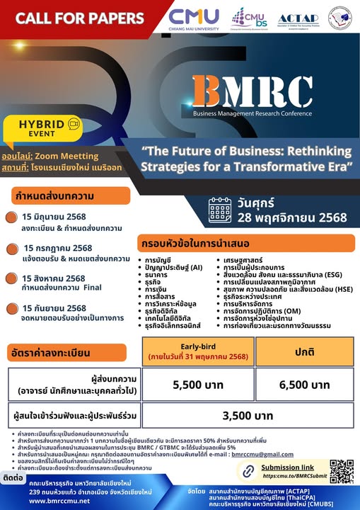 การประชุมผลงานวิจัยด้านการจัดการธุรกิจระดับชาติ ครั้งที่ 15