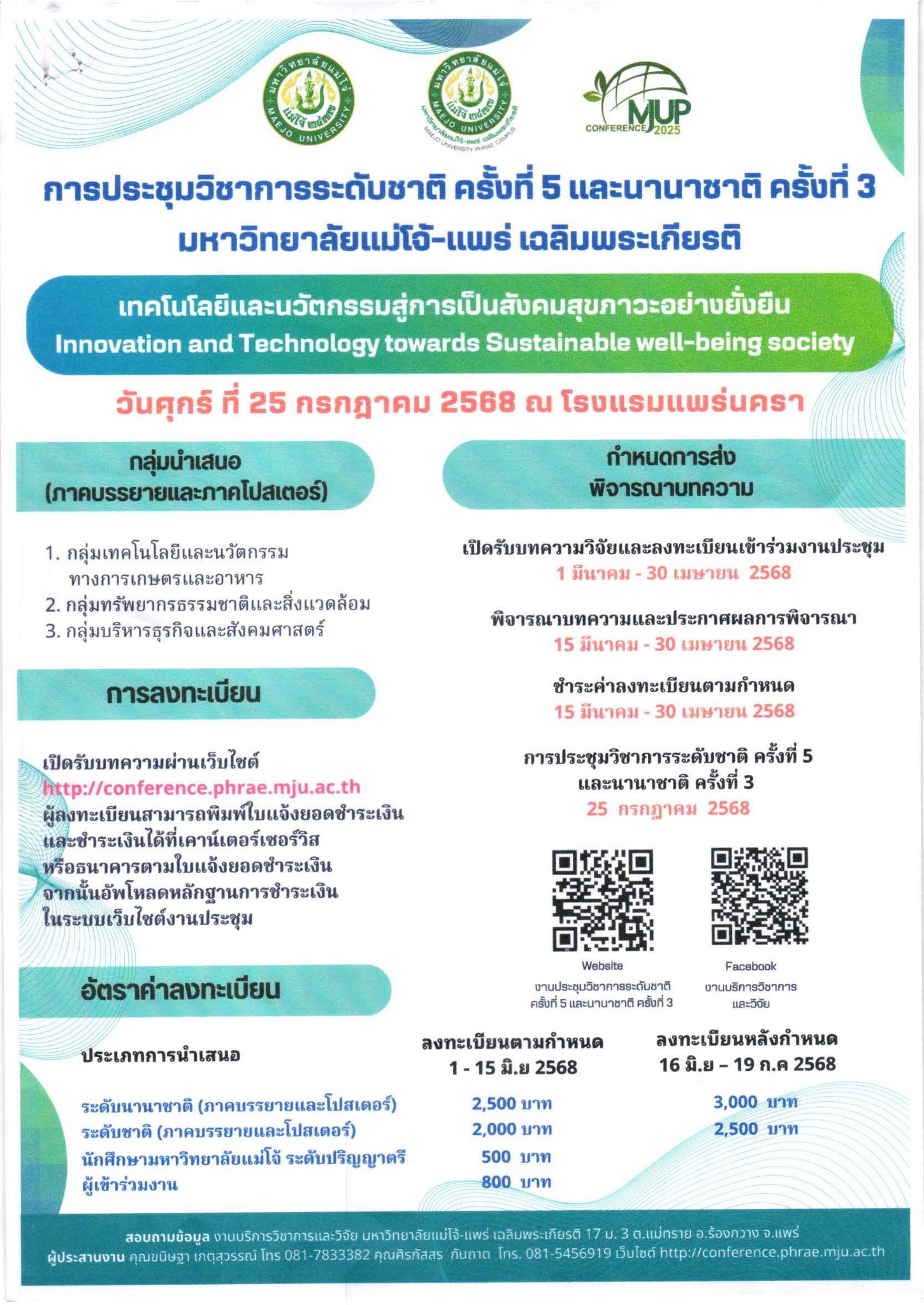 การประชุมวิชาการระดับชาติ ครั้งที่ 5 และนานาชาติ ครั้งที่ 3 มหาวิทยาลัยแม่โจ้-แพร่ เฉลิมพระเกียรติ
