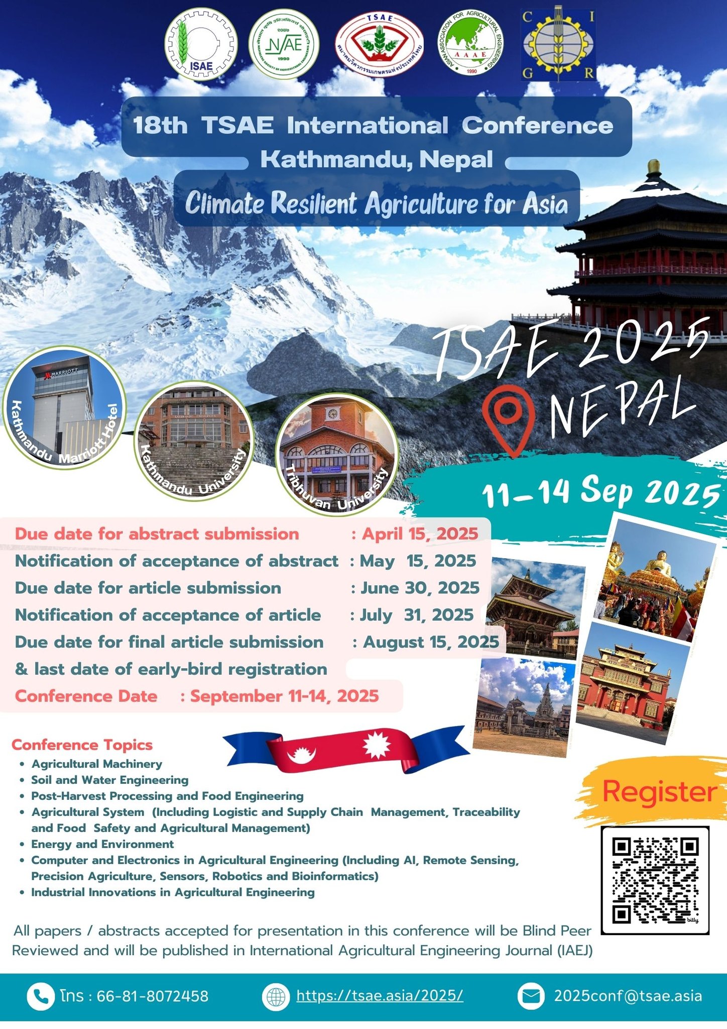 The 18th TSAE International Conference: “Climate Resilent Agriculture for Asia”