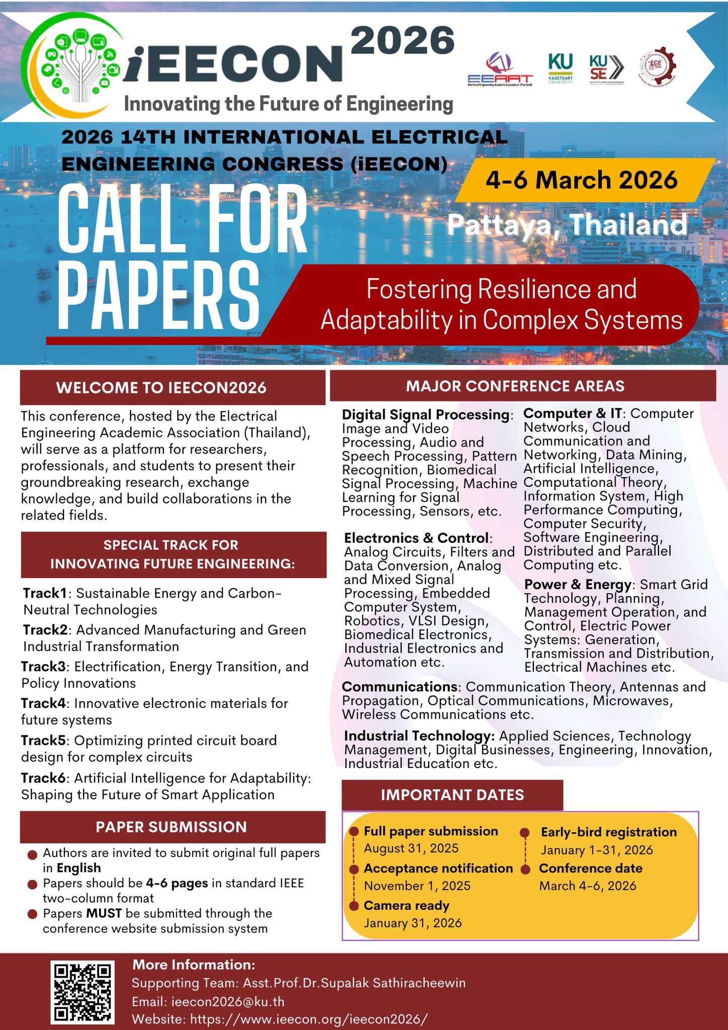 2026 14th International Electrical Engineering Congress (14th# iEECON 2026): “Innovating the Future of Engineering: Fostering Resilience and adaptability in Complex Systems”