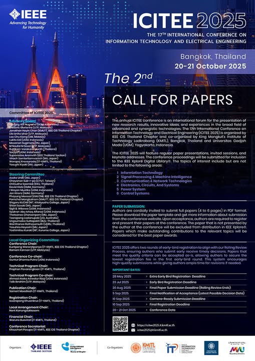 The 17th International Conference on Information Technology and Electrical Engineering (17th# ICITEE 2025)