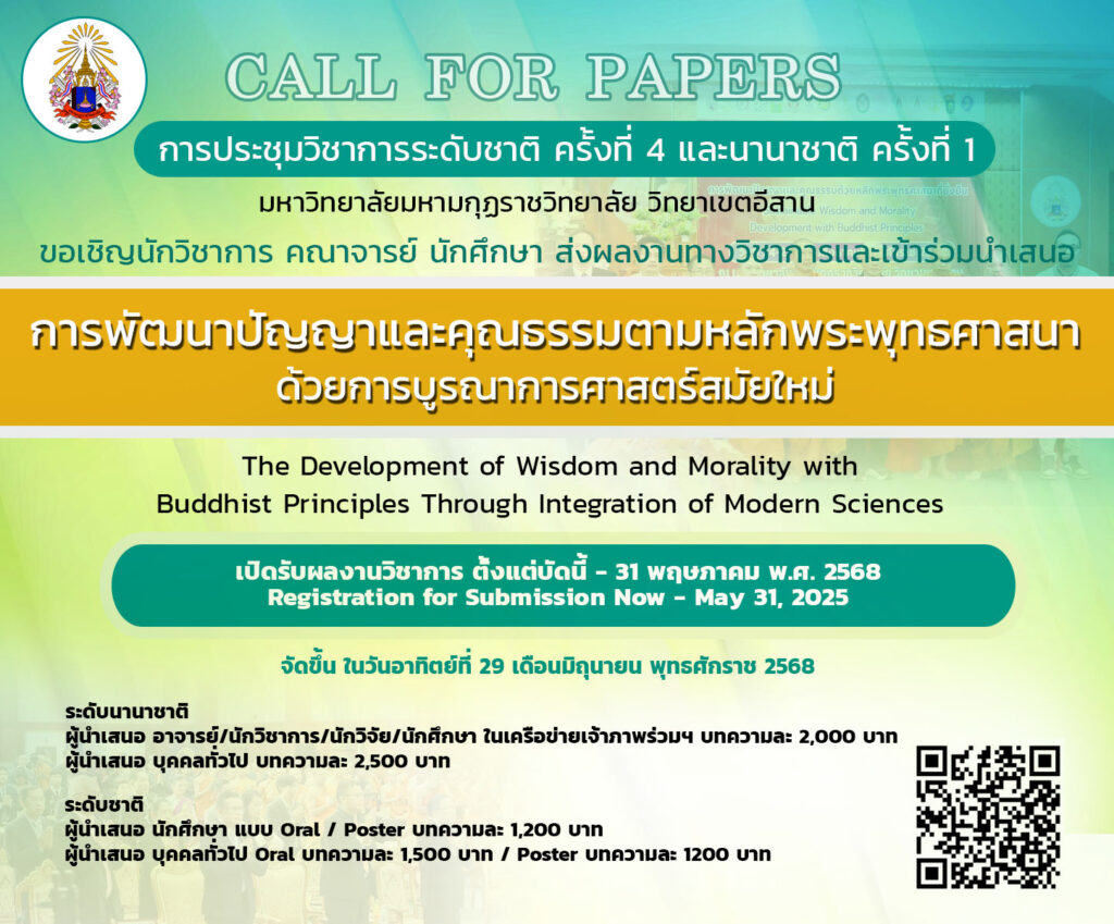การประชุมวิชาการระดับชาติ ครั้งที่ 4 และนานาชาติ ครั้งที่ 1 มหาวิทยาลัยมหามกุฏราชวิทยาลัย วิทยาเขตอีสาน