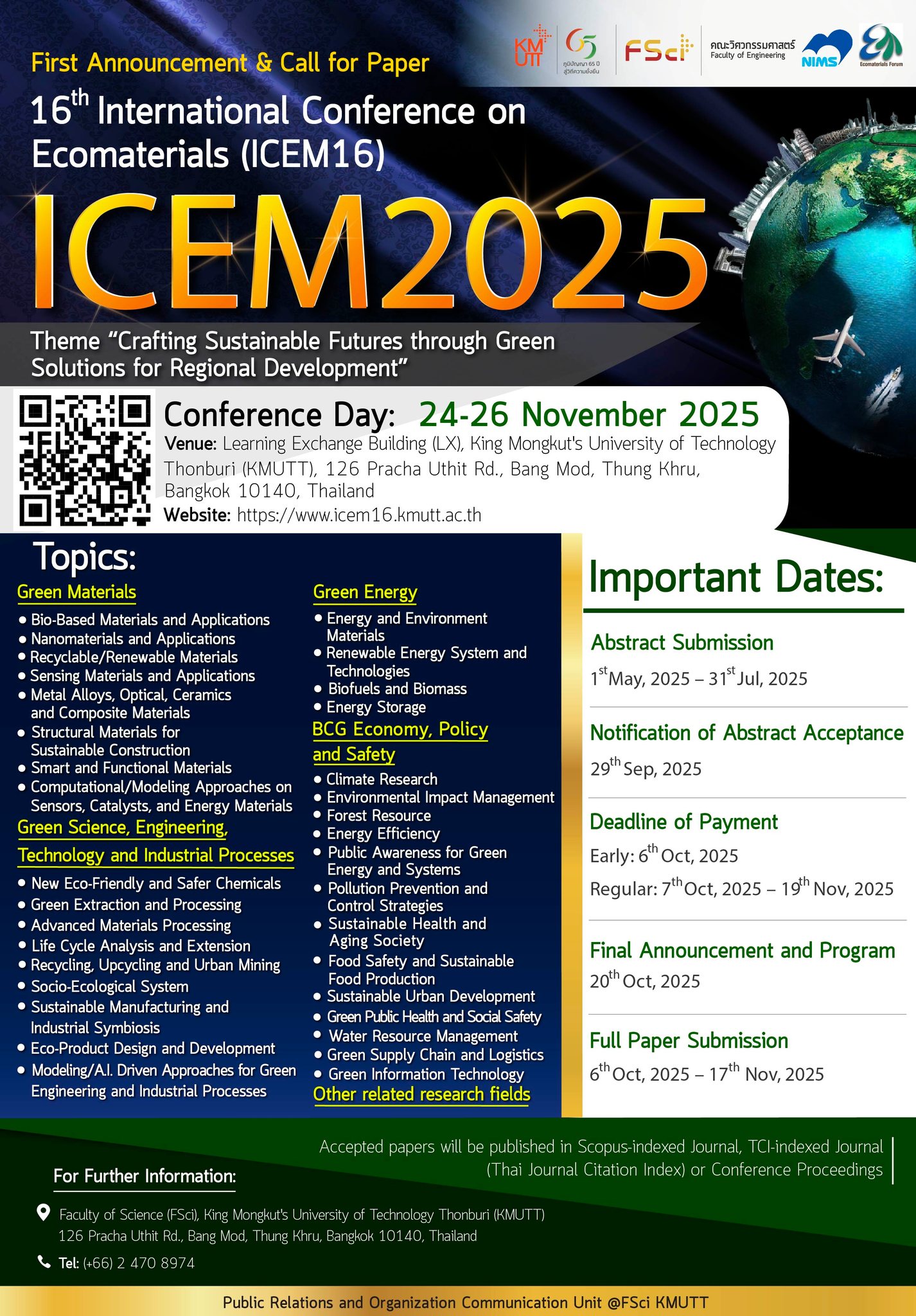 The 16th International Conference on Ecomaterials (ICEM 16th# 2025)