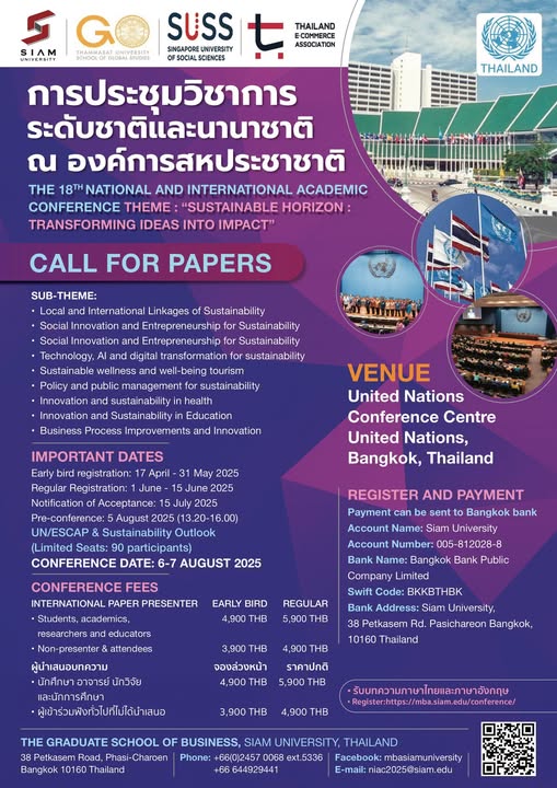 The 18th National & International Academic Conference: “Sustainable Horizon: Transforming Ideas into Impact”