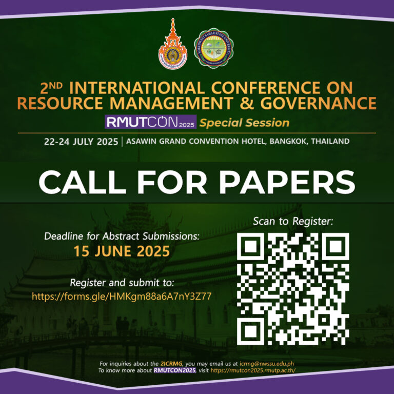 The 2nd International Conference on Resource Management and Governance (RMUTCON 2025 Special Session)