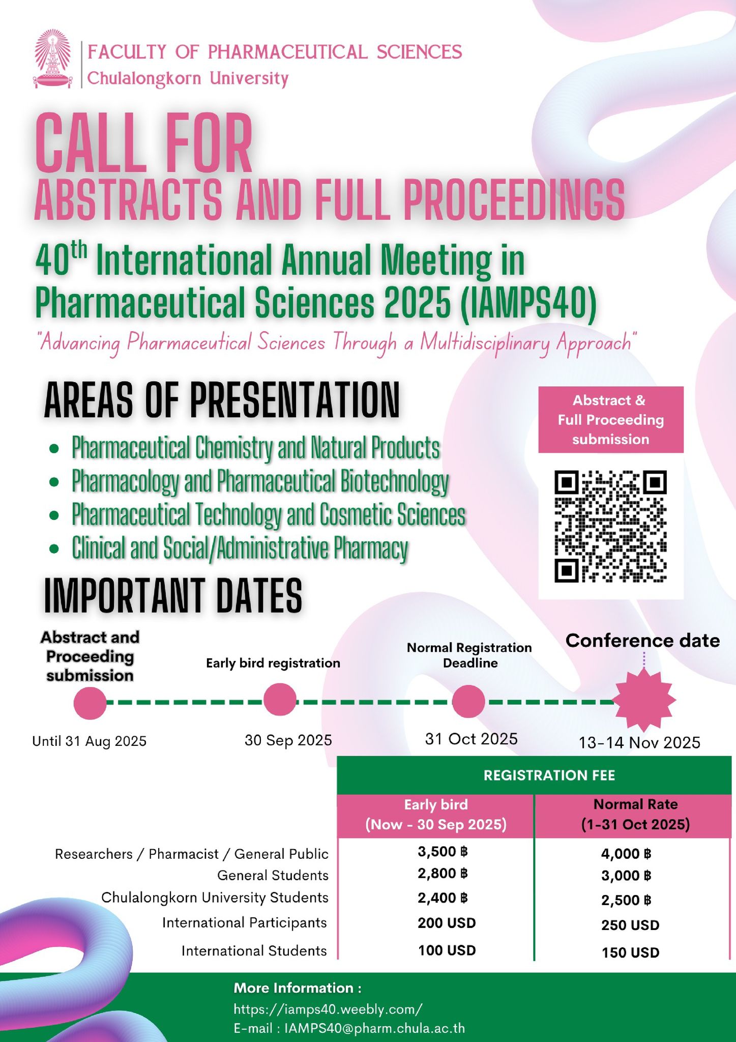 โครงการประชุมวิจัยนานาชาติทางเภสัชศาสตร์ประจำปี 2568 ครั้งที่ 40