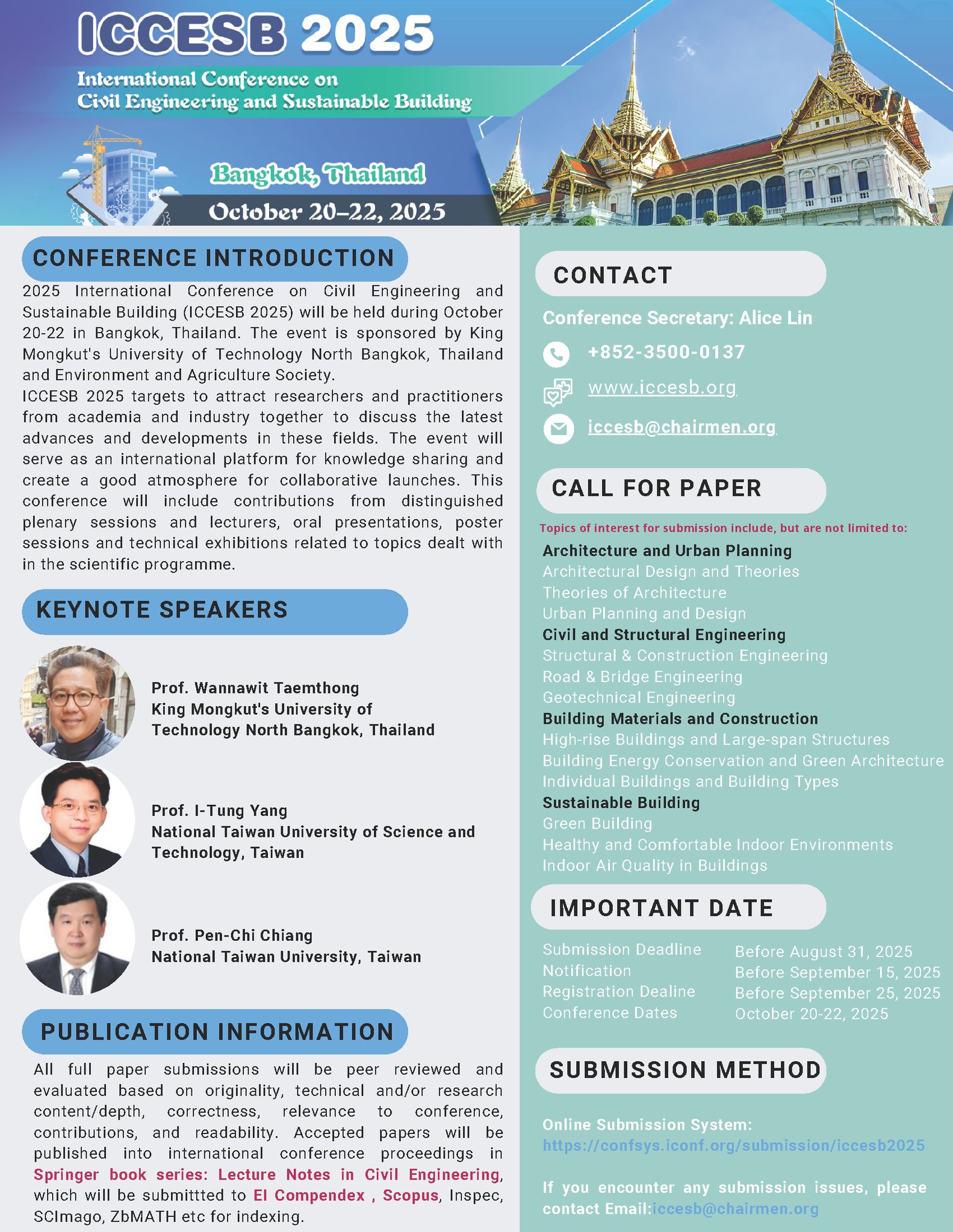 2025 International Conference on Civil Engineering and Sustainable Building (ICCESB 2025)