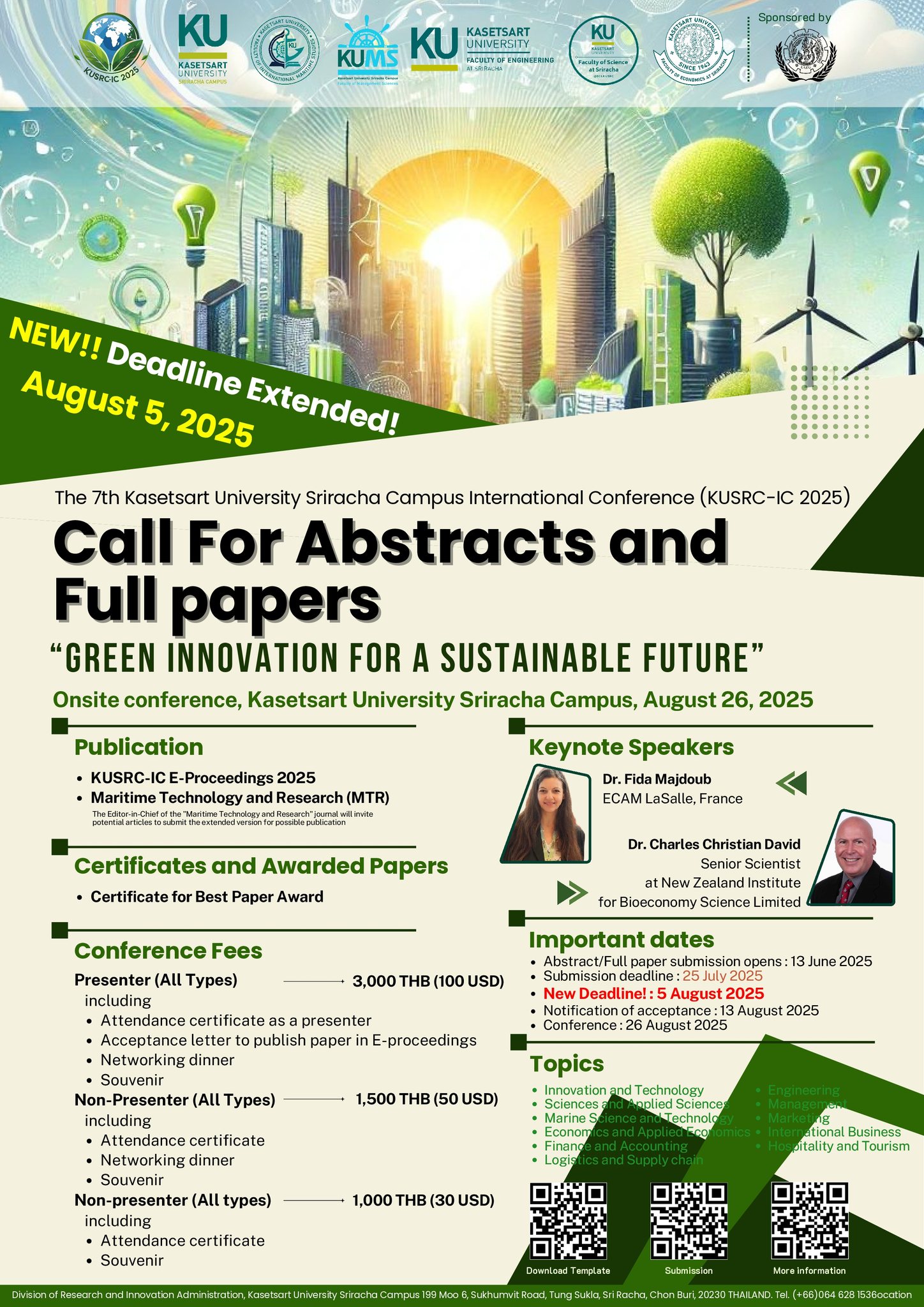 The 7th Kasetsart University Sriracha Campus International Conference (7th# KUSRC-IC 2025): “Green Innovation for a Sustainable Future”