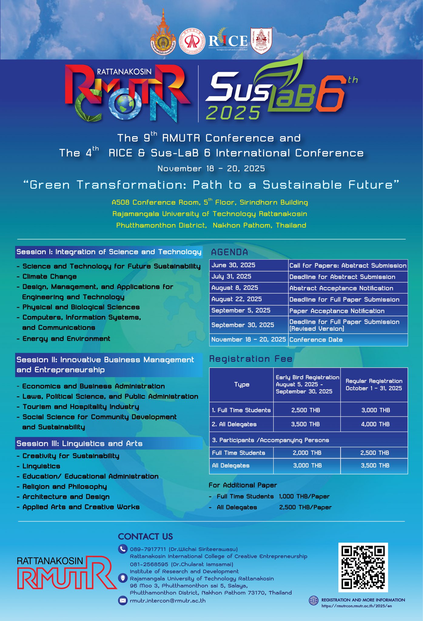 การประชุมวิชาการระดับนานาชาติ RICE ครั้งที่ 4 ร่วมกับ การประชุมวิชาการระดับนานาชาติ พหุวิทยาการในการดำเนินชีวิตและธุรกิจอย่างยั่งยืน ครั้งที่ 6