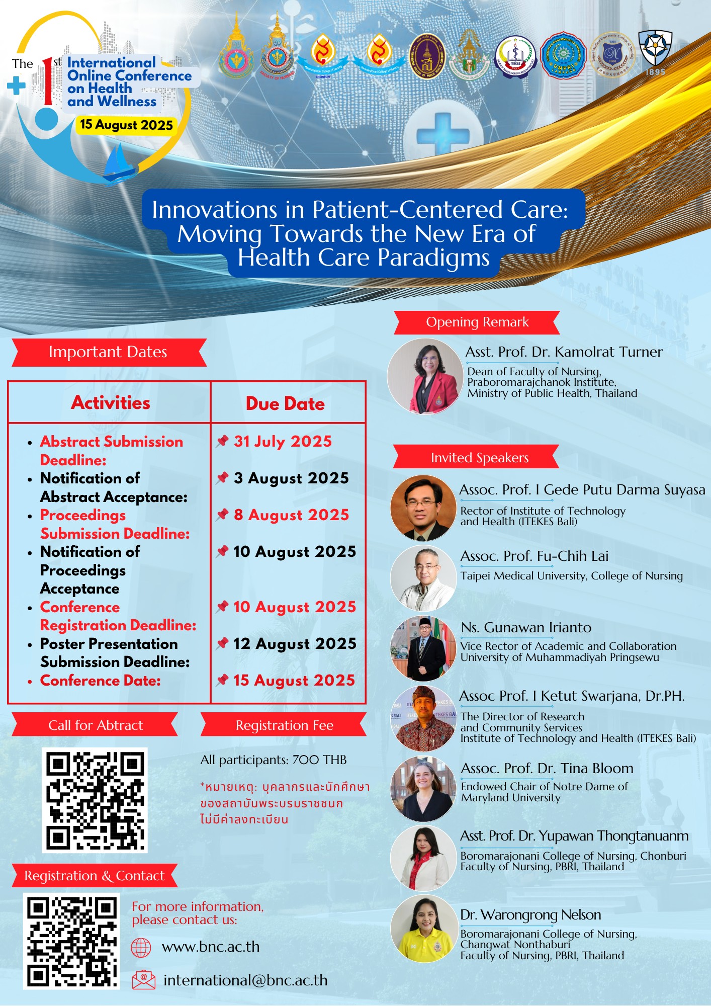 The 1st International Online Conference on Health and Wellness