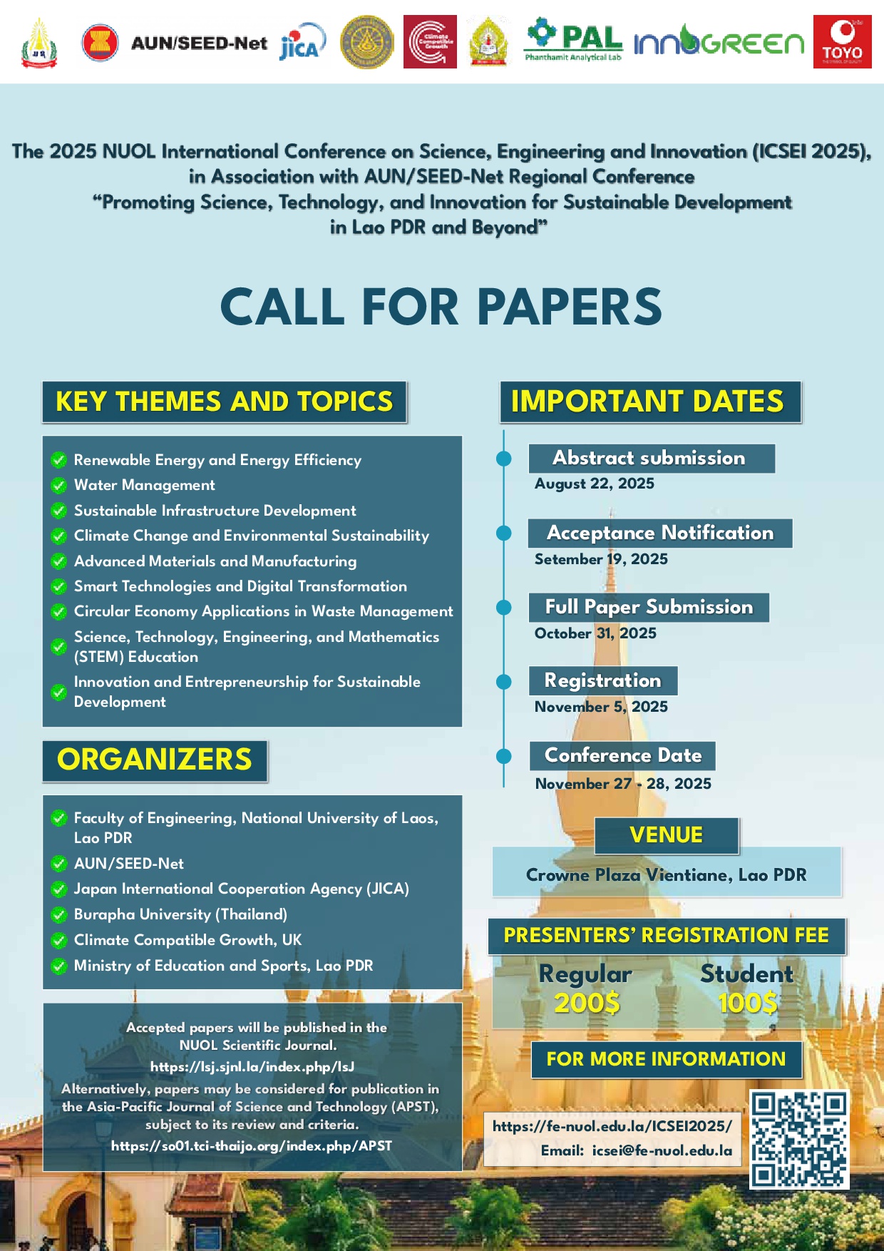 The 2025 NUOL International Conference on Science, Engineering and Innovation (ICSEI 2025), in Assocation with AUN/SEED-Net Regional Conference
