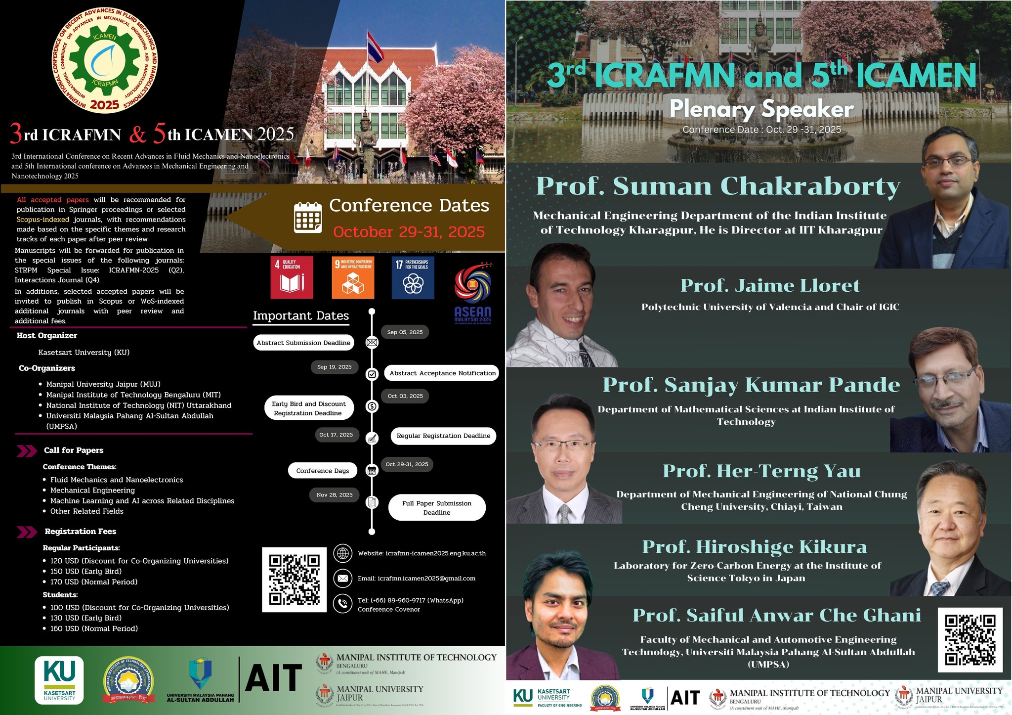 The 3rd International Conference on Recent Advances in Fluid Mechanics and Nanoelectronics and the 5th International Conference on Advances in Mechanical Engineering and Nanotechnology (3rd# ICRAFMN-2025 & 5th# ICAMEN-2025)