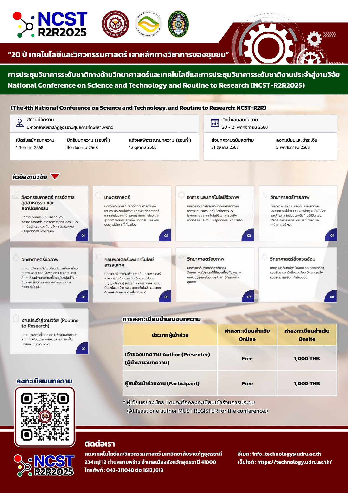 การประชุมวิชาการระดับชาติทางด้านวิทยาศาสตร์และเทคโนโลยีและการประชุมวิชาการระดับชาติงานประจำสู่งานวิจัย ครั้งที่ 4