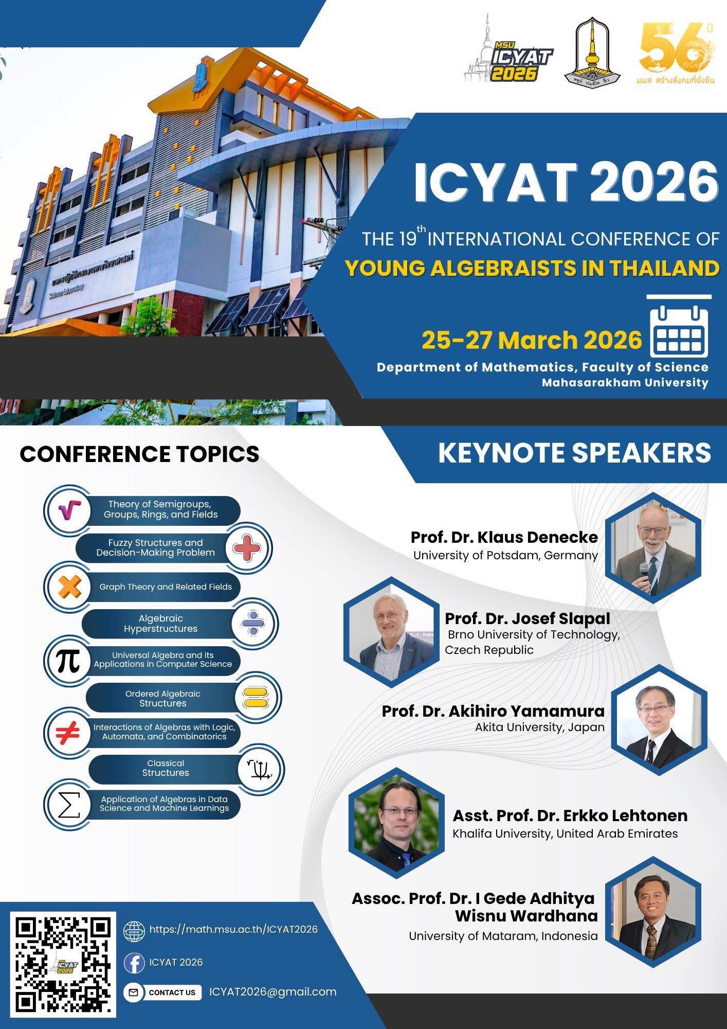 The 19th International Conference of Young Algebraists in Thailand (19th# ICYAT 2026)