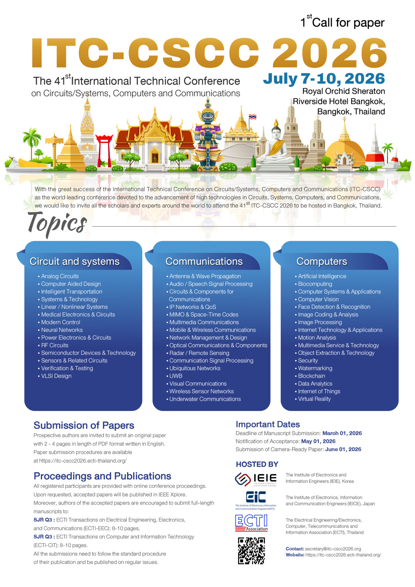 The 41st International Technical Conference on Circuits/Systems, Computers and Communications (41st# ITC-CSCC 2026)