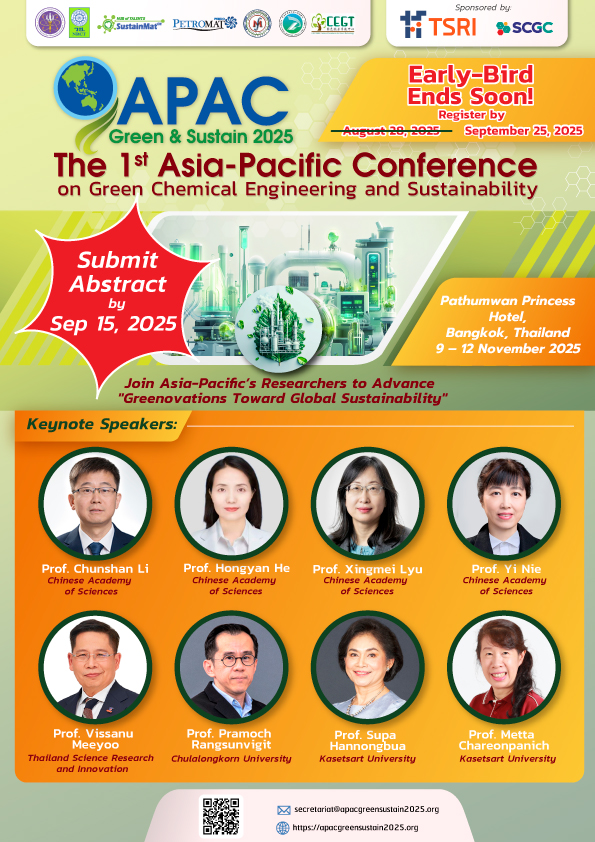 The First Asia Pacific Conference on Green Chemical Engineering & Sustainability (1st# APAC Green & Sustain 2025)