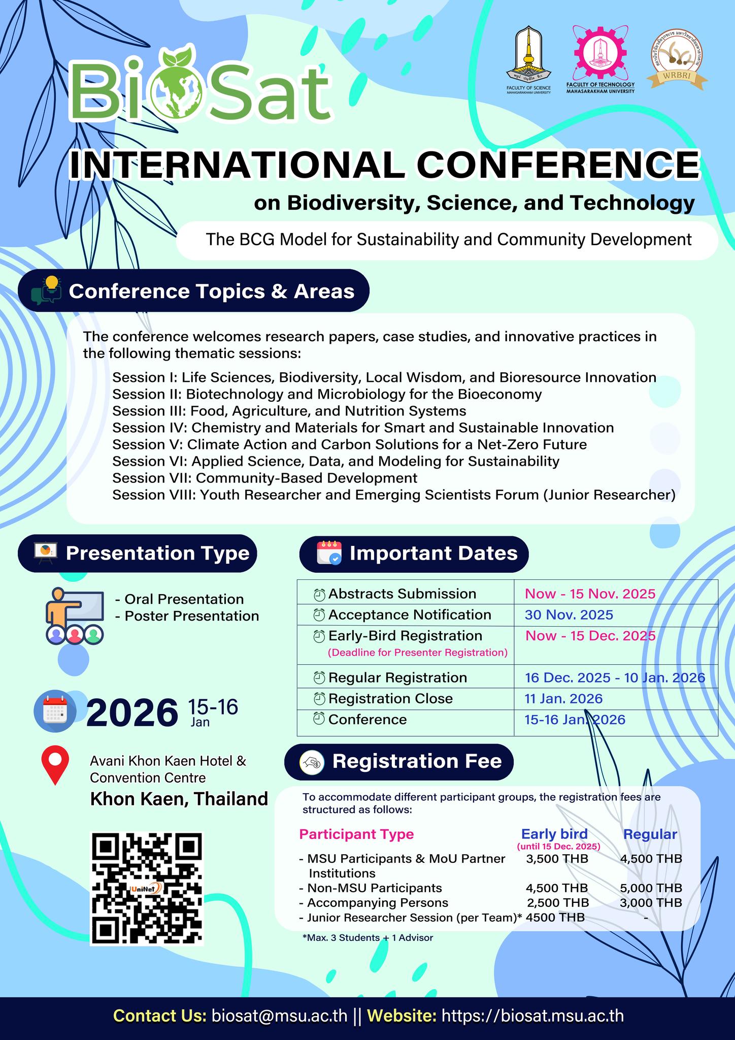 การประชุม International Conference on Biodiversity, Science, and Technology 2026 (BioSat2026)