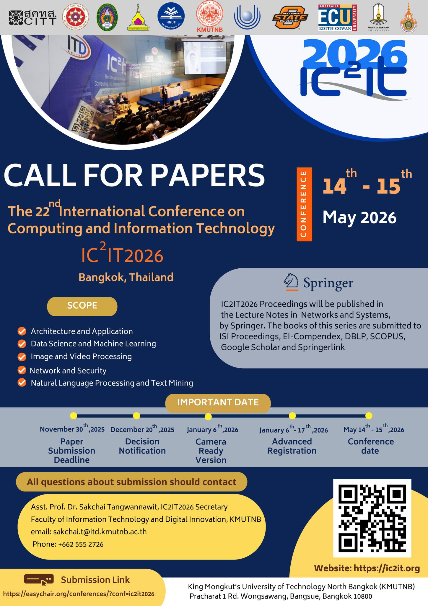 การประชุมทางวิชาการระดับชาติด้านคอมพิวเตอร์และเทคโนโลยีสารสนเทศระดับนานาชาติ ครั้งที่ 22