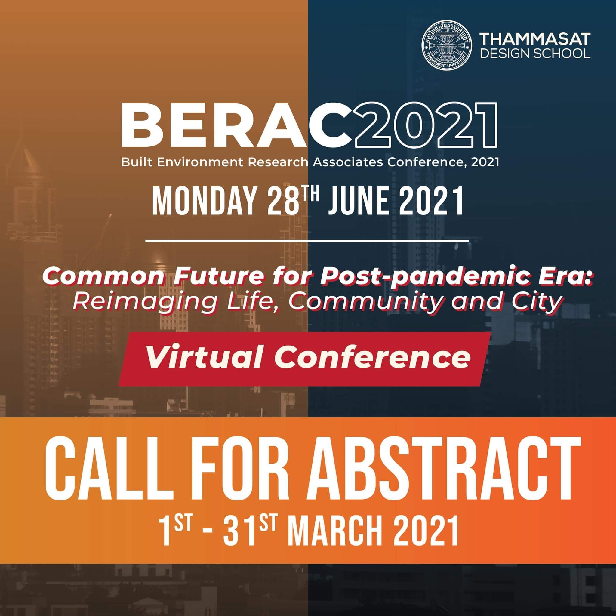 งานประชุมวิชาการระดับชาติ The 12th Built Environment Research Associates Conference (12th# BERAC 2021)