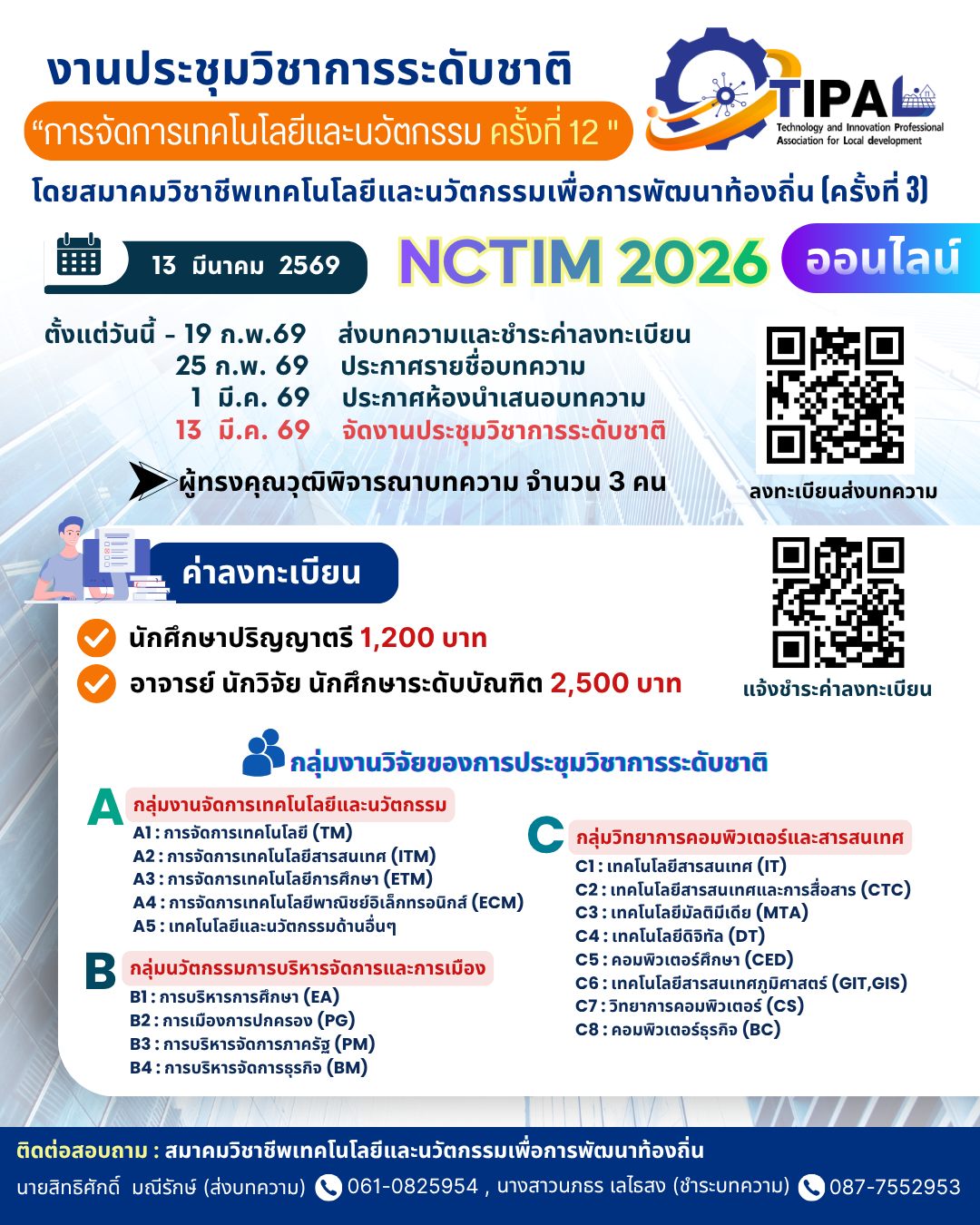 การประชุมวิชาการระดับชาติ “การจัดการเทคโนโลยีและนวัตกรรม” ครั้งที่ 12
