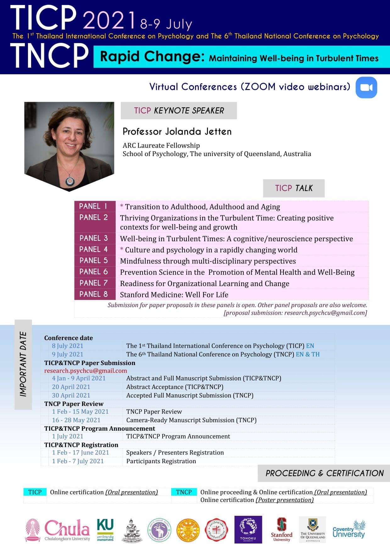 The 1st Thailand International Conference on Psychology (1st# TICP) and The 6th Thailand National Conference on Psychology (6th# TNCP) 2021 (1st# TICP & 6th# TNCP 2021)