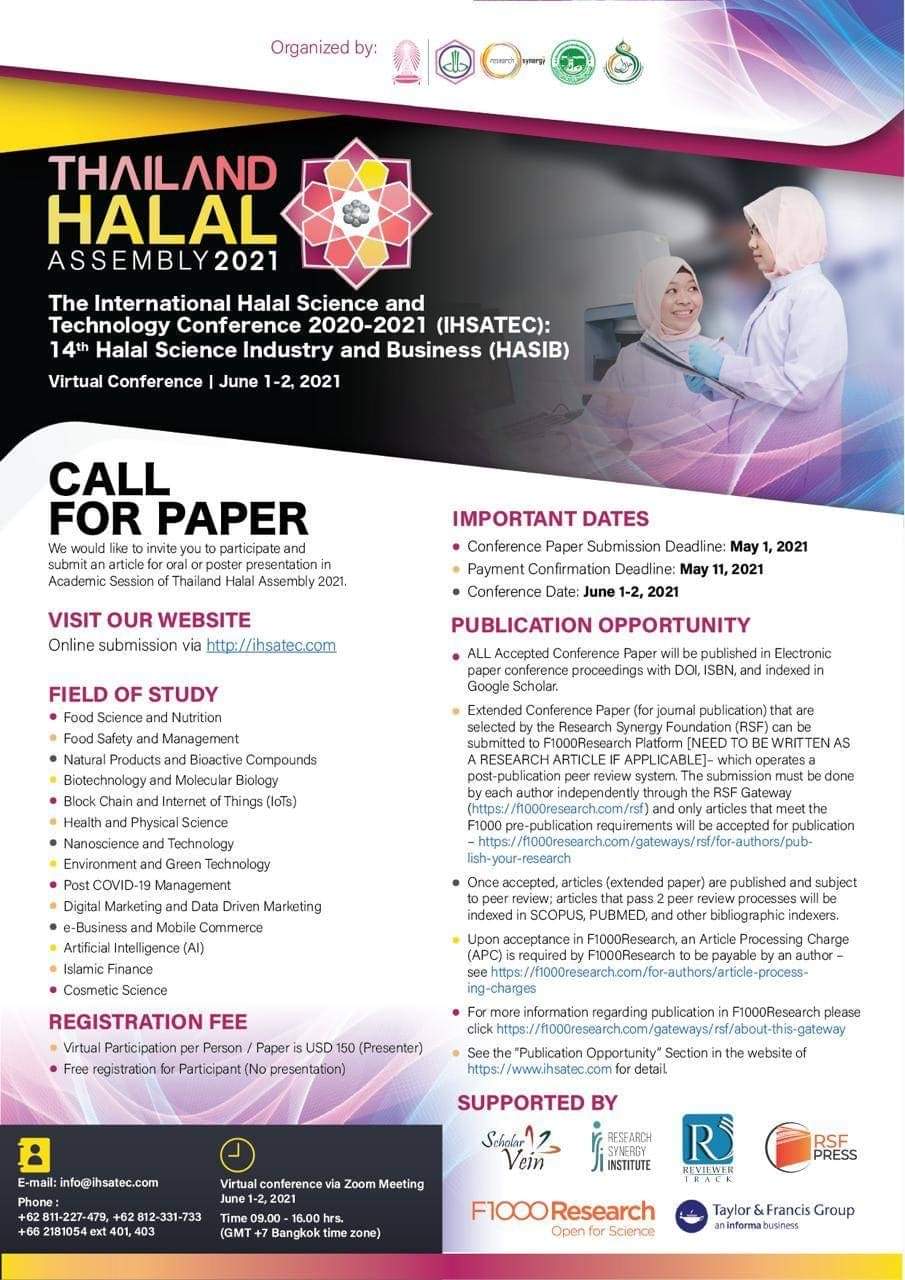 งานประชุมวิชาการนานาชาติ The International Halal Science and Technology Conference 2020-2021 (IHSATEC): 14th Halal Science and Business (HASIB)