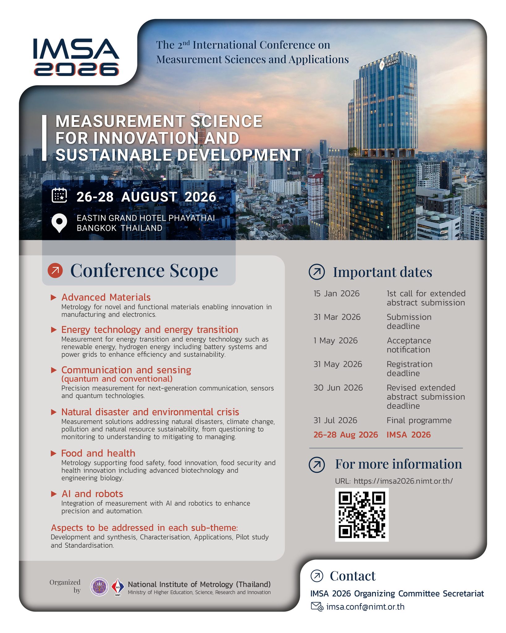 The 2nd International Conference on Measurement Sciences and Applications (2nd# IMSA 2026)
