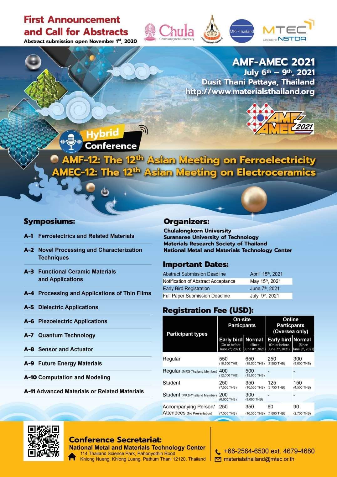 The 12th Asian Meeting on Ferroelectricity & The 12th Asian Meeting on Electroceramics (AMF-12 & AMEC-12)