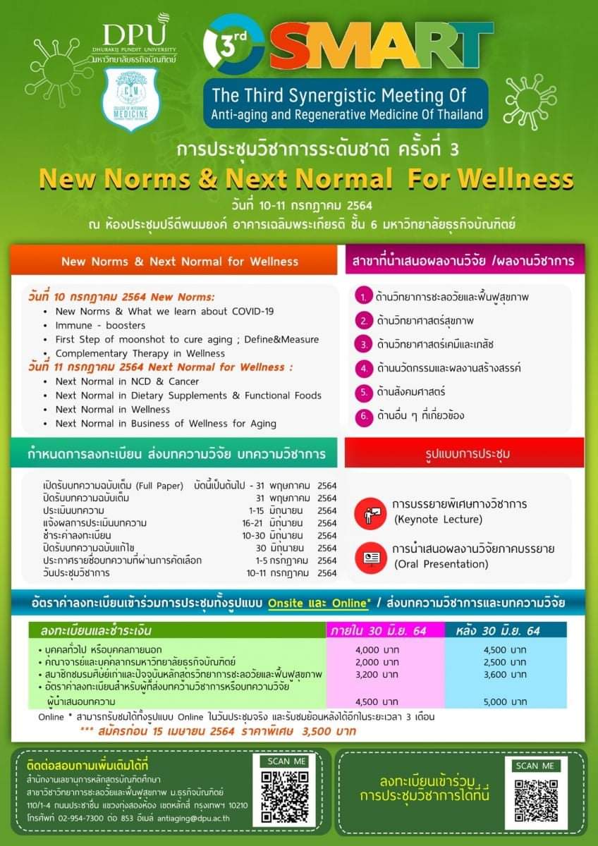 การประชุมวิชาการระดับชาติ ครั้งที่ 3: "New Norms & Next Normal For Wellness"