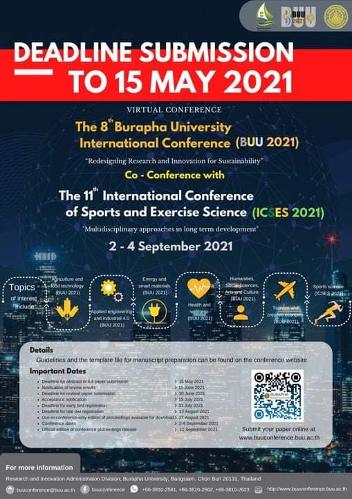2021 – the 8th Burapha University International Conference on Interdisciplinary Research Co-Conference with The 11th International Conference of Sports and Exercise Science