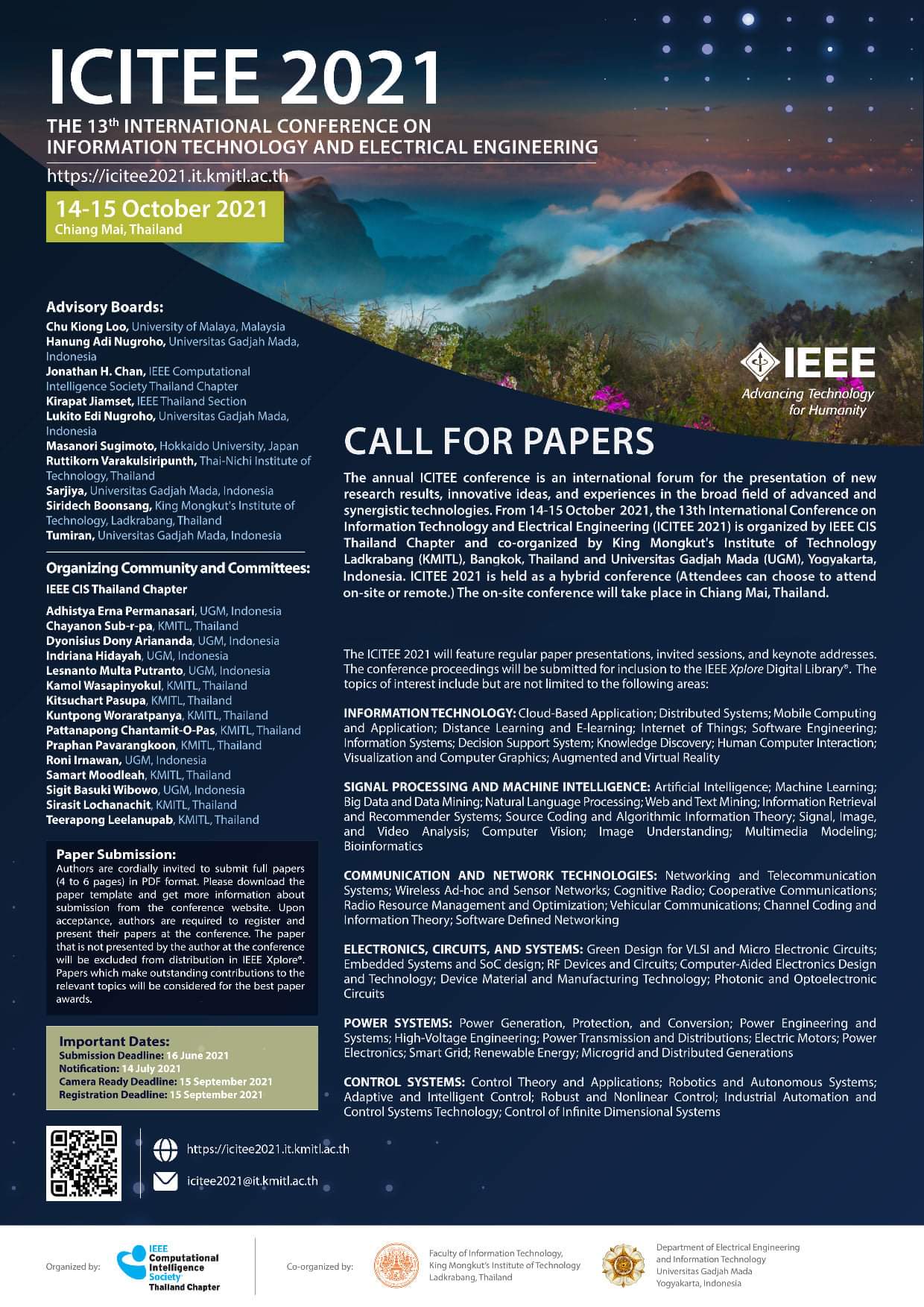 The 13th International Conference on Information Technology and Electrical Engineering (13th# ICITEE 2021)