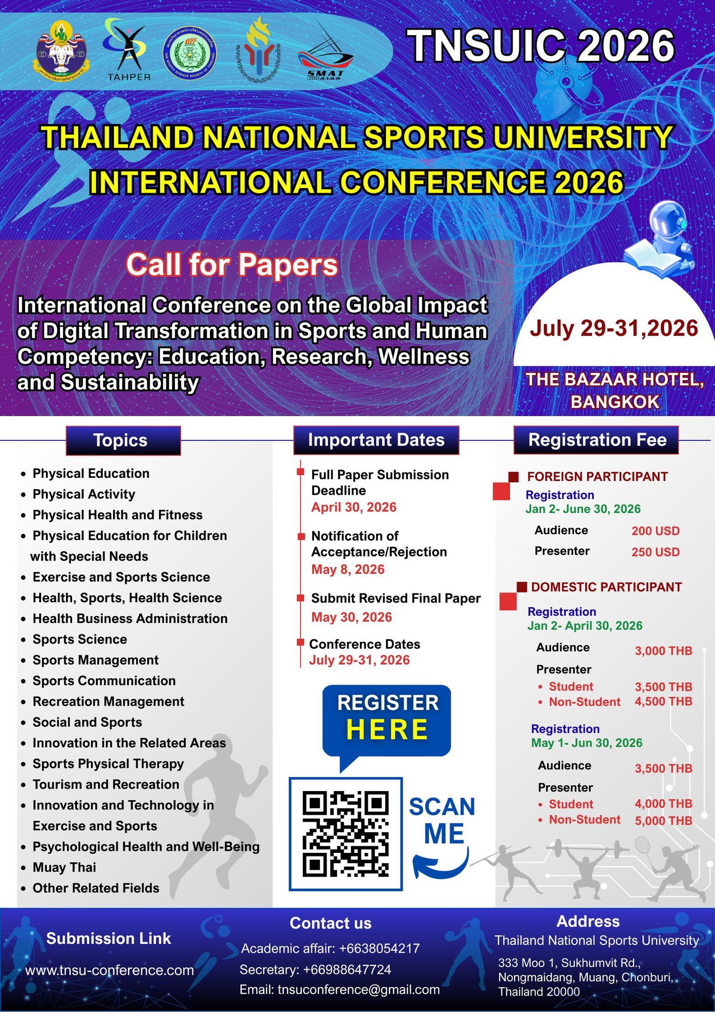 Thailand National Sports University International Conference 2026 (TNSUIC 2026)