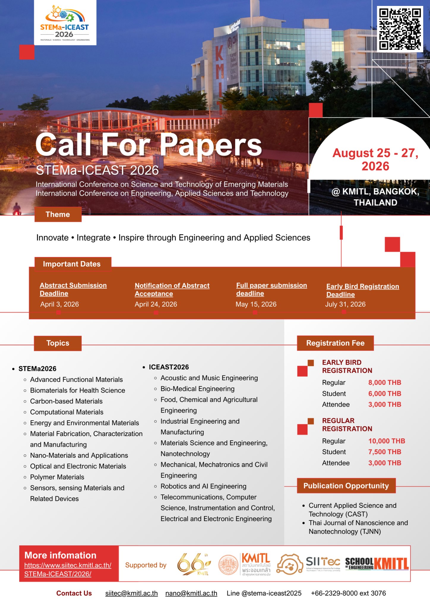 International Conference on Science and Technology of Emerging Materials & International Conference on Engineering, Applied Sciences and Technology (STEMa-ICEAST 2026)