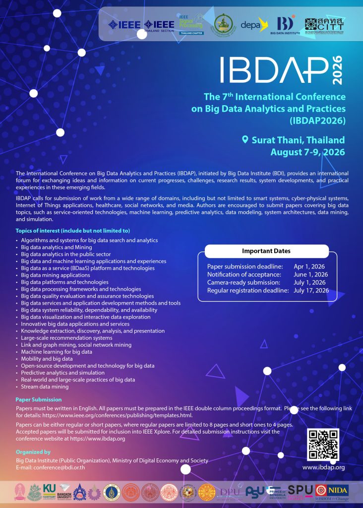 The 7th International Conference on Big Data Analytics and Practices (7th# IBDAP 2026)