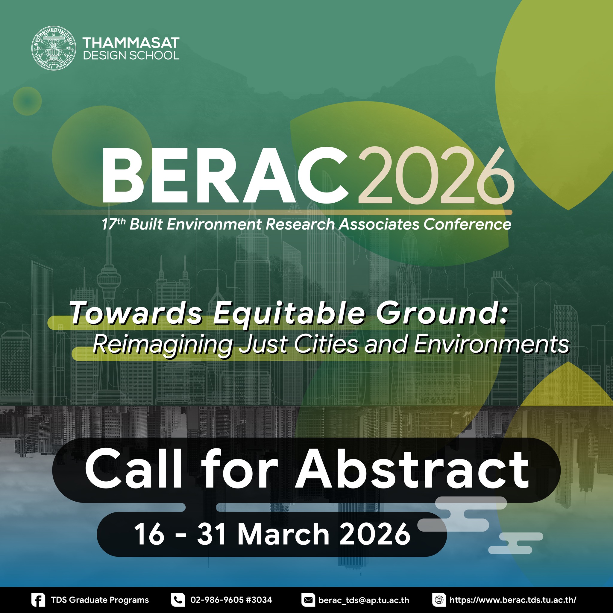 The 17th Built Environment Research Associates Conference (17th# BERAC 2026)