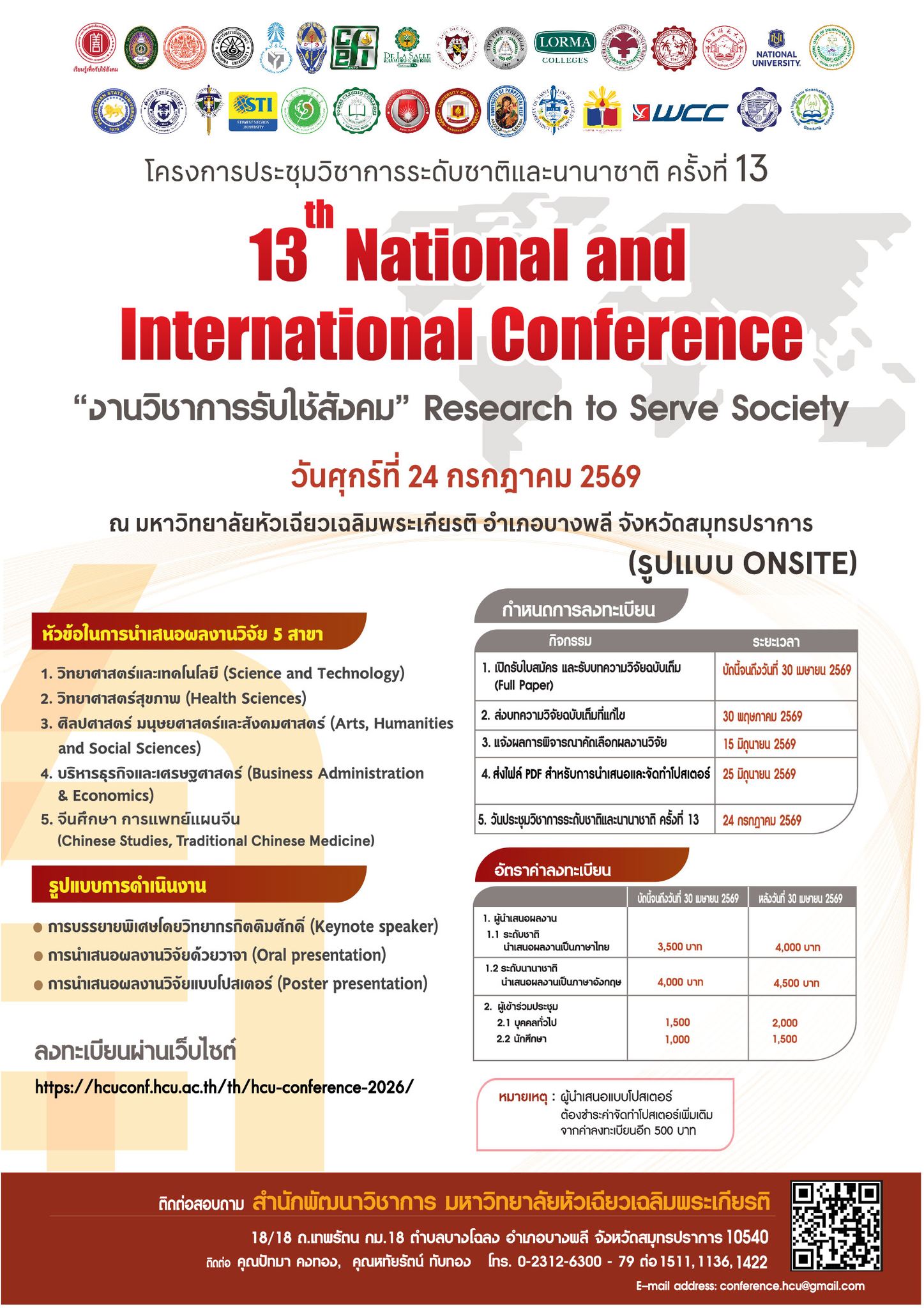การประชุมวิชาการระดับชาติและนานาชาติ ครั้งที่ 13: “งานวิชาการ รับใช้สังคม”
