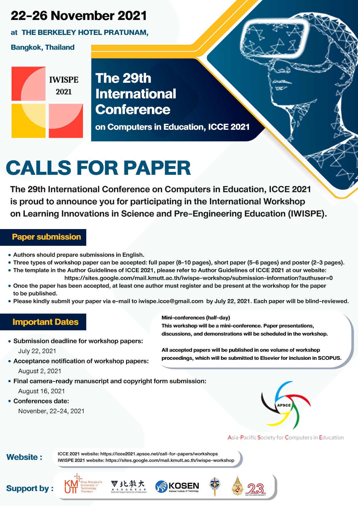 International Workshop on Learning Innovations in Science and Pre-Engineering Education (IWISPE) ภายใต้