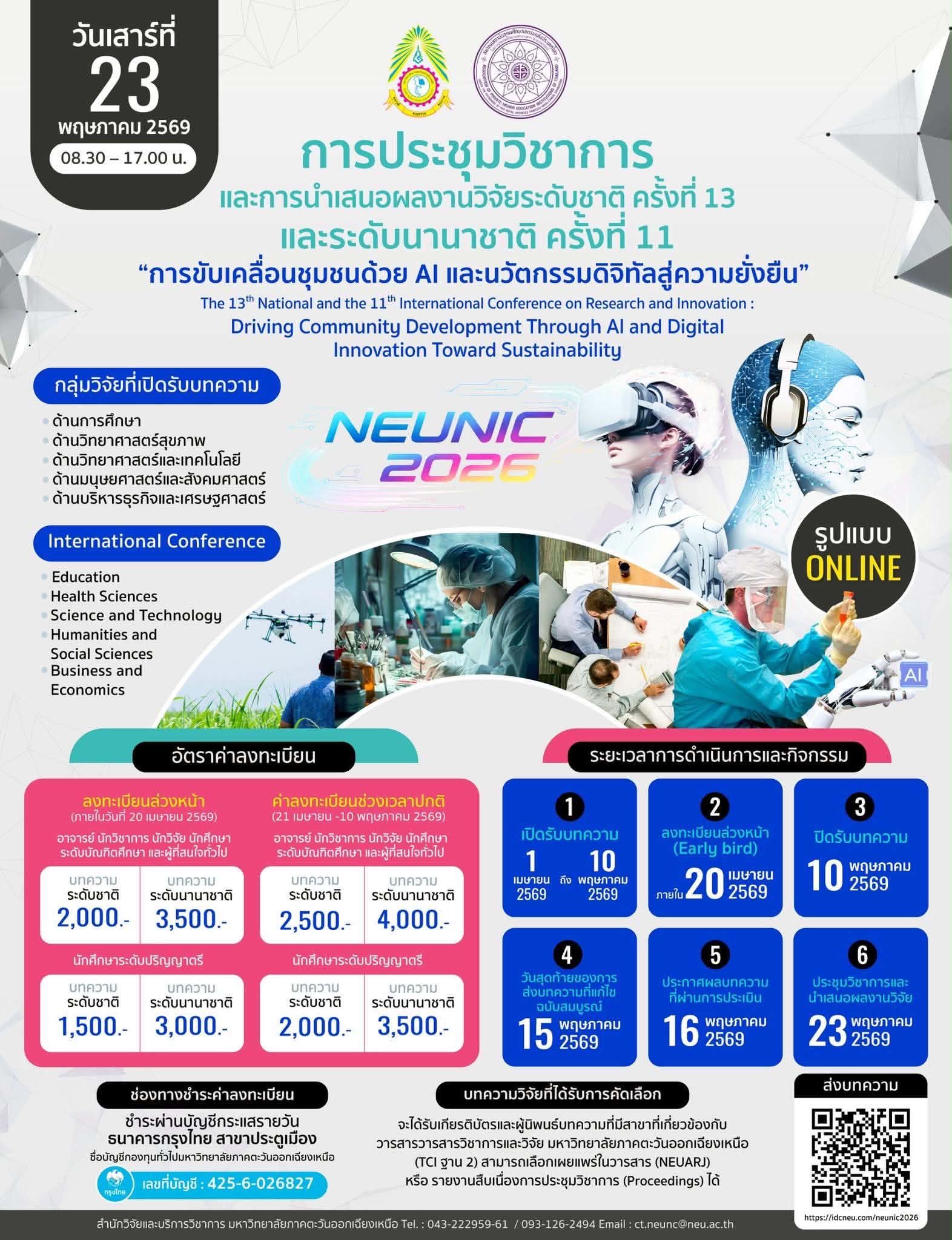การประชุมวิชาการและนำเสนอผลงานวิจัยระดับชาติ ครั้งที่ 13 และระดับนานาชาติ ครั้งที่ 11