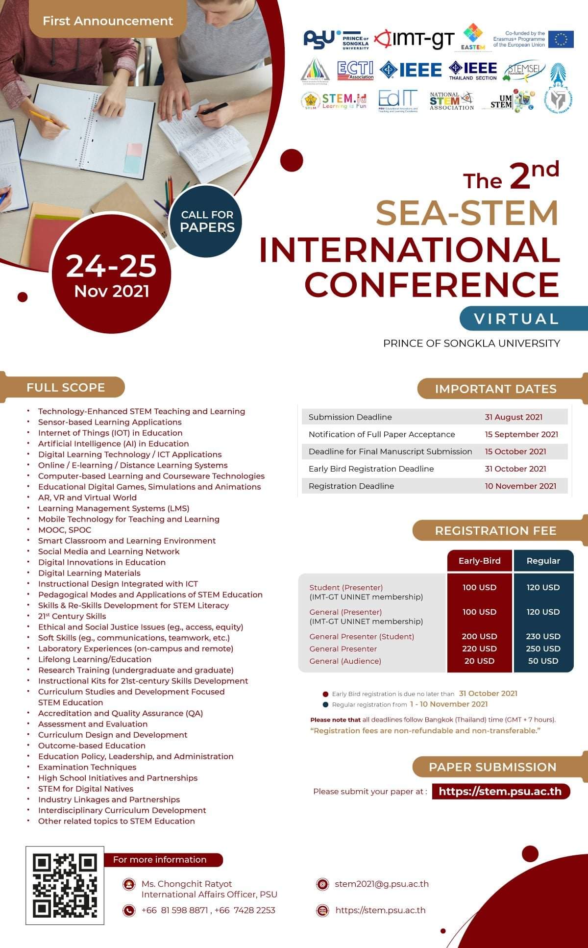 The 2nd SEA-STEM 2021 (Southeast Asia-Science, Technology, Engineering, and Mathematics) International Conference 