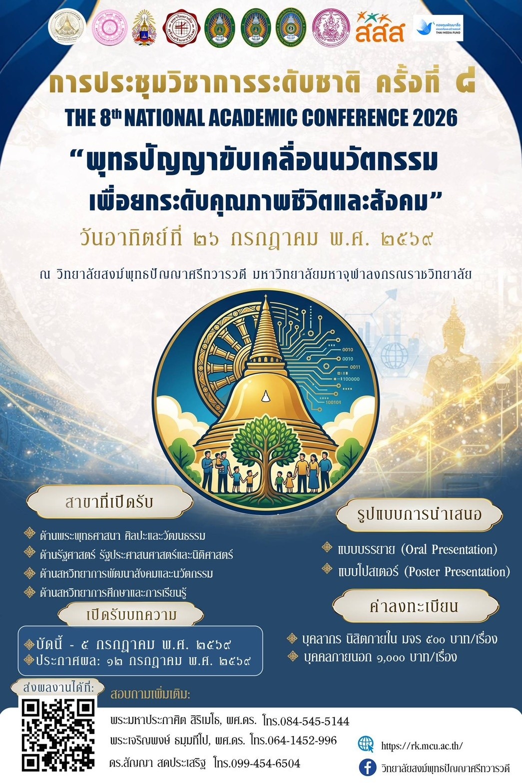 การประชุมทางวิชาการระดับชาติ ครั้งที่ 8: “พุทธปัญญาขับเคลื่อนนวัตกรรมเพื่อยกระดับคุณภาพชีวิตและสังคม”