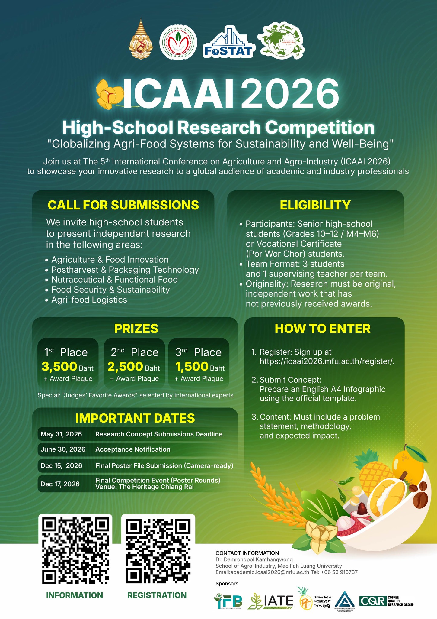 The 5th International Conference on Agriculture and Agro-Industry (5th# ICAAI 2026) and The 7th Food for Health International Conference & Life Science Symposium (ICAAI 2026 and FOHIC & LSS 2026)