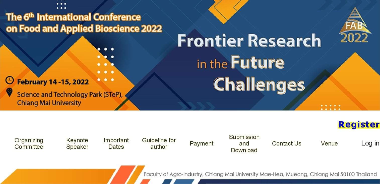 The 6th International Conference on Food and Applied Bioscience 2022 (6th# FAB 2022)
